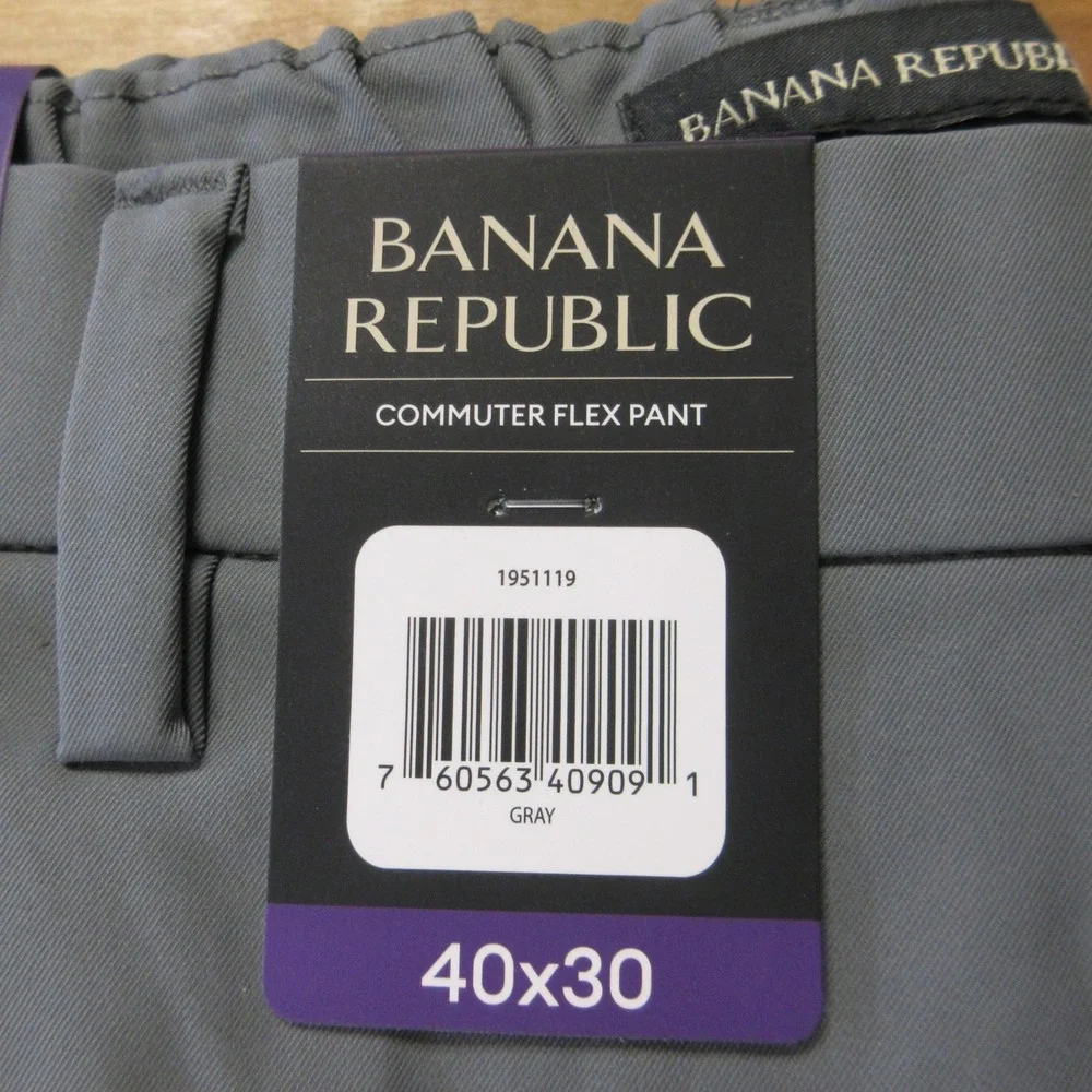 BANANA‎ REPUBLIC Commuter Flex Pants 40x30 Gray Travel Tech Performance Work NWT